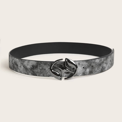 Retro Trendy Cool Oval Buckle Simple Female Ornament Belt