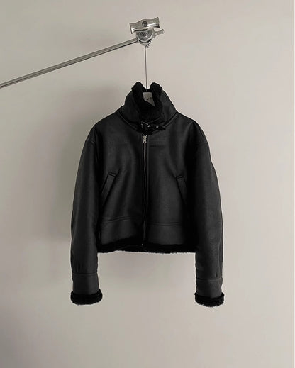 South Korea Fur Integrated Cotton Coat Loose Suede Lambswool Jacket Opulent Warmth