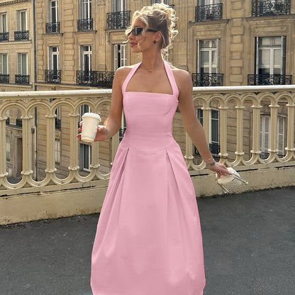 Women's Fashion Sexy Temperament High Waist Halter Tube Top Dress