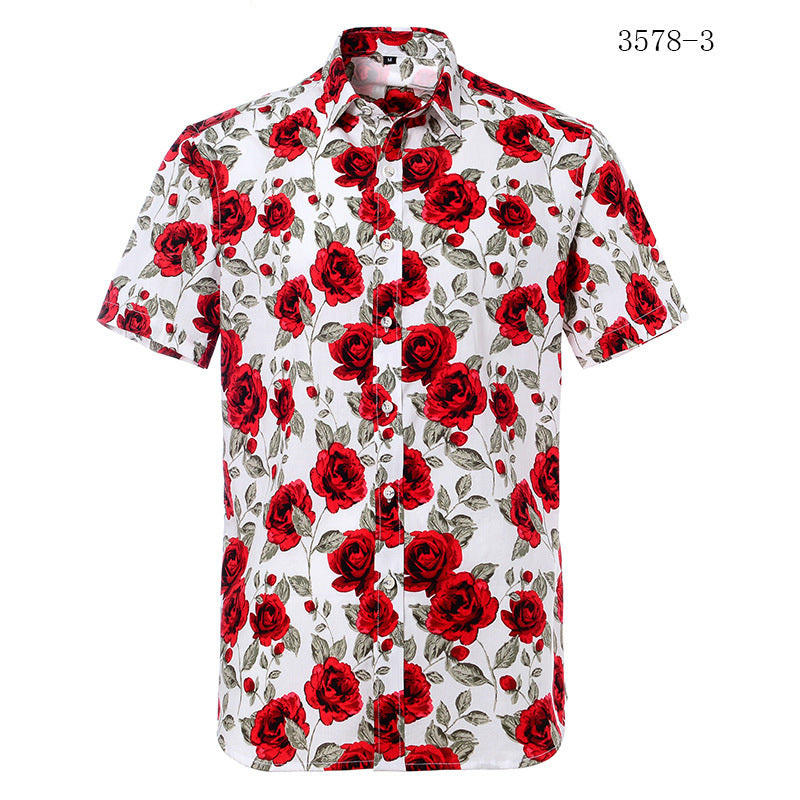 European Beach Aesthetic Printed Short Sleeve Shirt