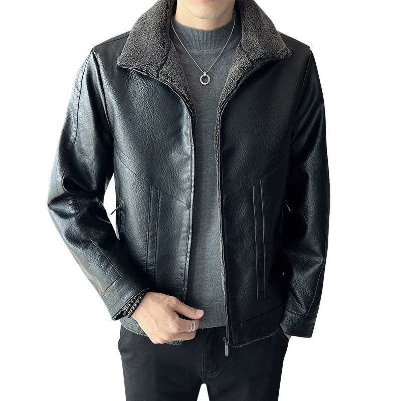 Hong Kong Style Velvet Padded Plus Size Mens Leather Jackets Urban Opulence