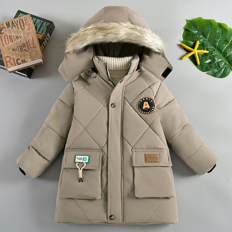 The Winter Solid: Boys’ High-Density Thick Cotton-Padded Jacket