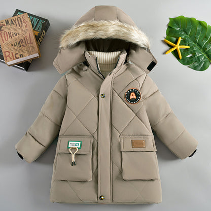 The Winter Solid: Boys’ High-Density Thick Cotton-Padded Jacket