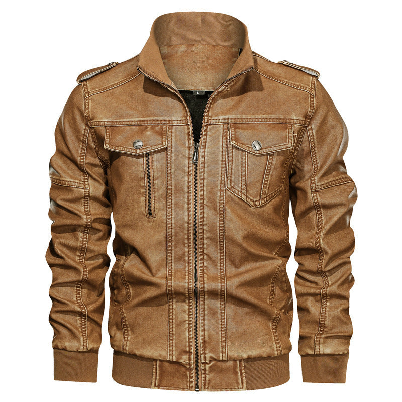 European American Style Mens PU Leather Coat Sleek Versatile Luxury