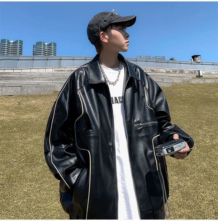 Spring Autumn Leather Coat Men Timeless Transitional Layer