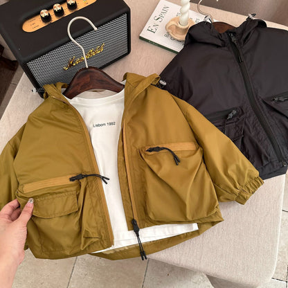 The Minimal Shell: Solid-Color Short Hooded Shell Jacket