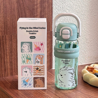 Summer Large Capacity High Temperature Resistant Plastic Double Drinking Water Bottle