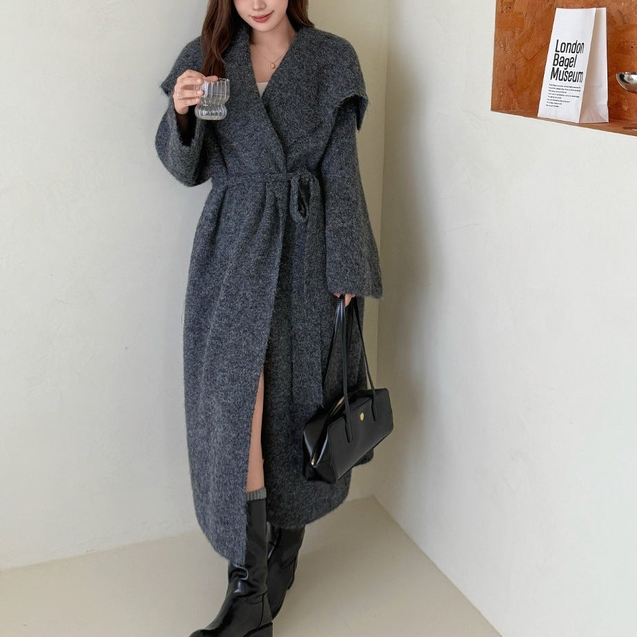 Korean Style Idle Style Lapel Sweater Coat For Women