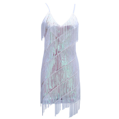 Dance Costume Sequined Tassel Dress