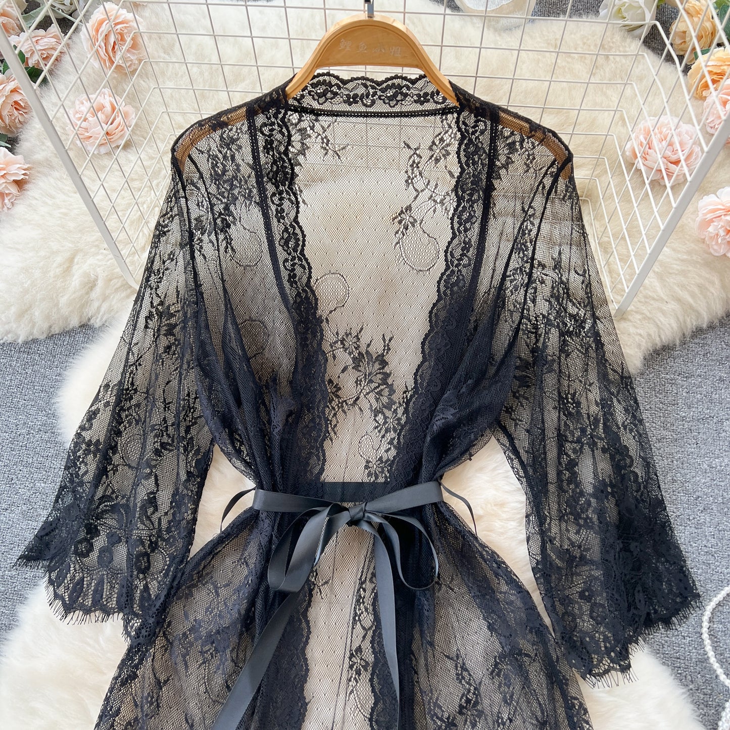 The Lace Cardigan: Women’s Mesh Lace Nightdress