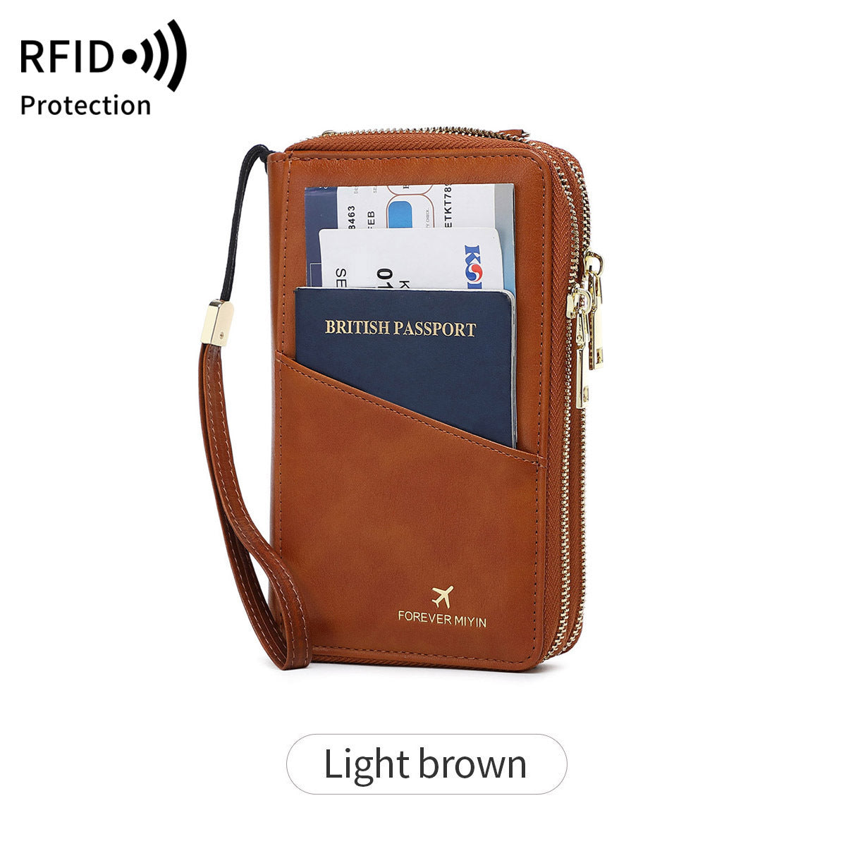 RFID Multi-functional Double Zipper Storage Crossbody Wallet