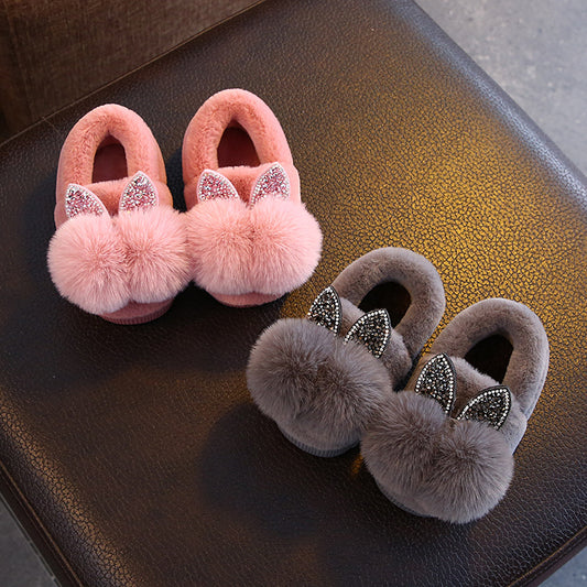 Boy's Wool Slippers Indoor Parent-child Cotton Shoes