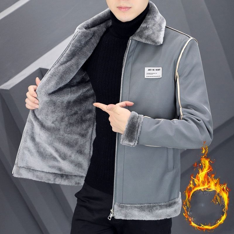 Coat Mens Warm Velvet Thickened Suede Leather Cotton-Padded Fur Integrated Supreme Comfort