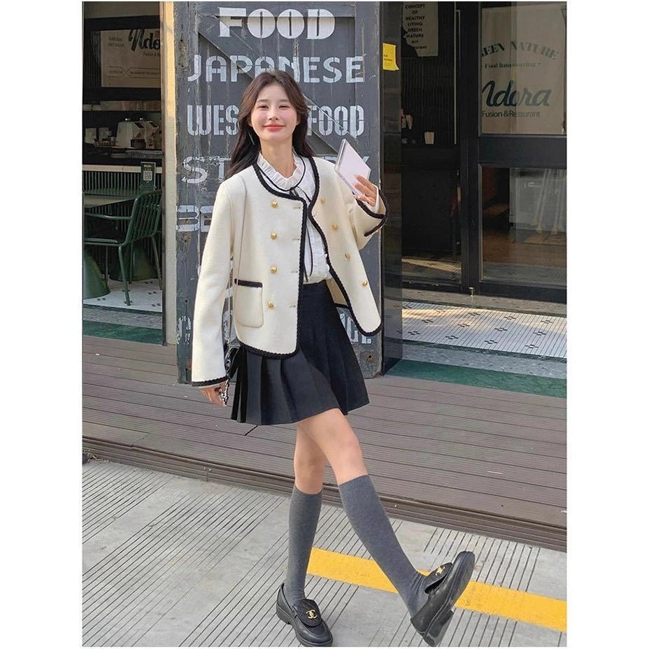 Red Classic Style Double-sided Knitted Coat For Women