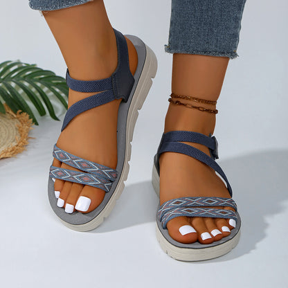 Women's Fashionable Non-slip Printed Flat Sandals