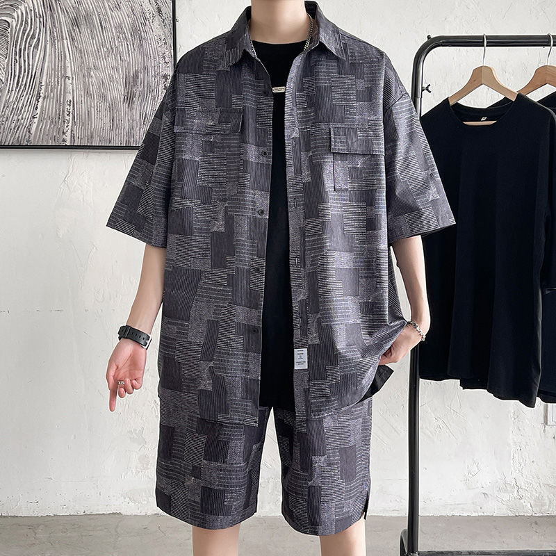 Hong Kong Style Five-Point Retro Trendy Two-Piece Suit