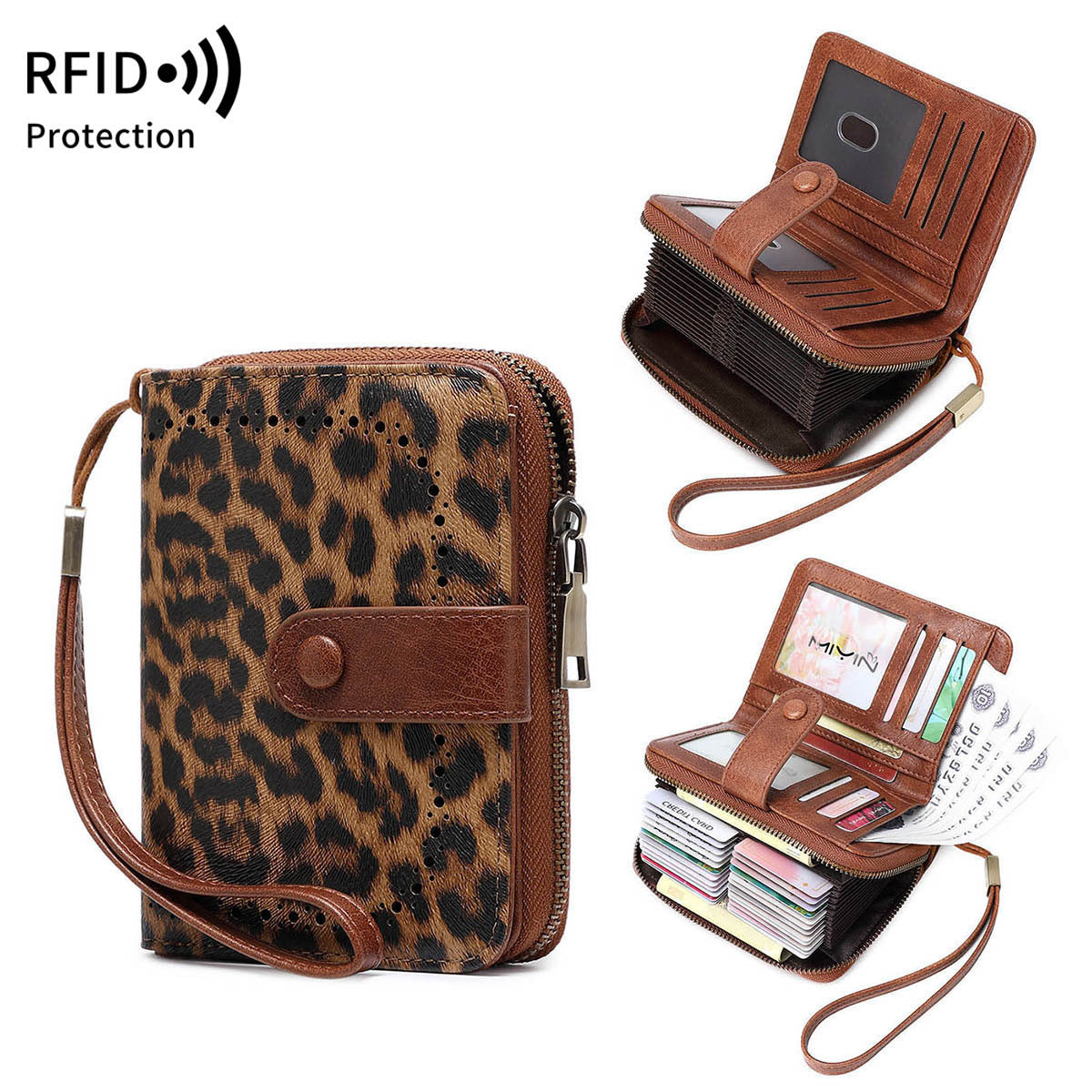 Leopard Print Multifunctional Zipper Retro Small Wallet