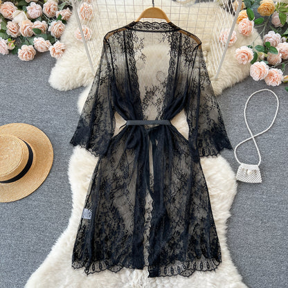The Lace Cardigan: Women’s Mesh Lace Nightdress