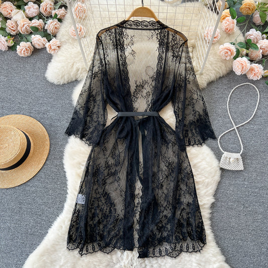 The Lace Cardigan: Women’s Mesh Lace Nightdress
