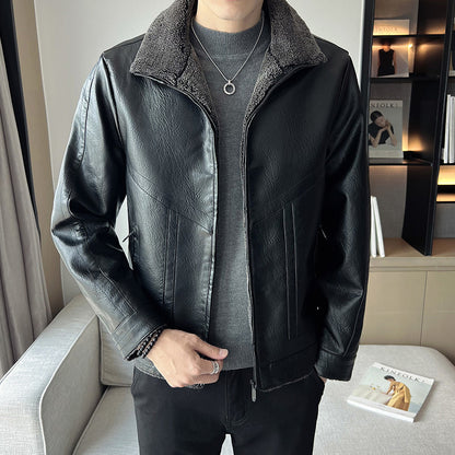 Hong Kong Style Velvet Padded Plus Size Mens Leather Jackets Urban Opulence
