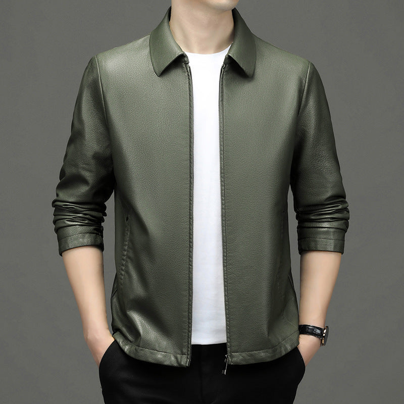 Lapel Ecological Real Leather Coat Mens Jacket Supreme Quality