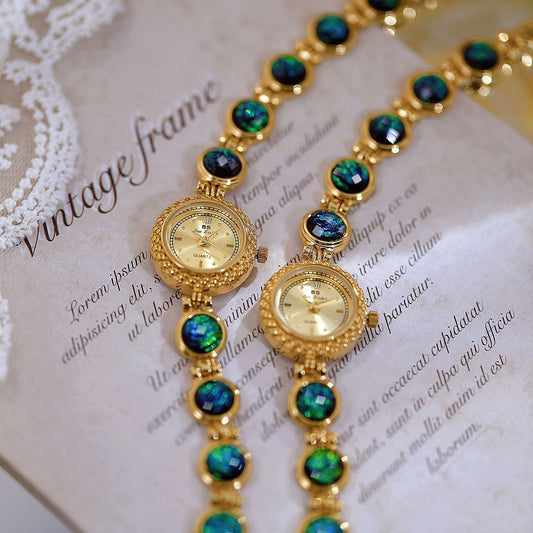 National Style Mid-ancient Light Luxury Malachite Bracelet Watch