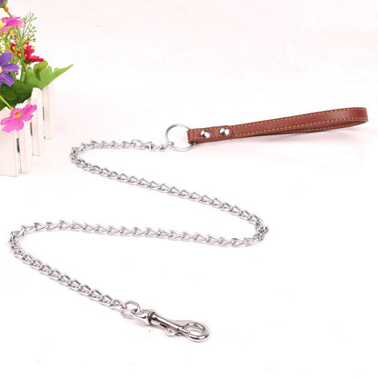 Dog Traction Iron Chain PU Handle Metal Chain