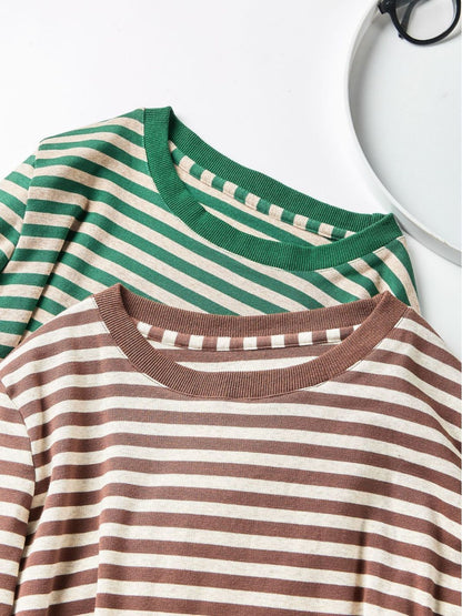 Women's Striped T-shirt Long Sleeve Bottoming Shirt