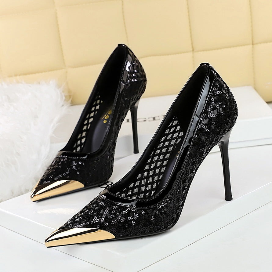 European And American Style Sexy Pointed Low-cut High Heels