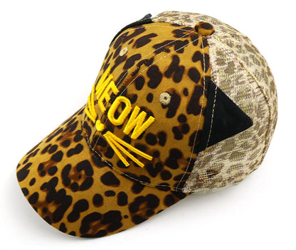 Children's Summer Leopard Print Embroidered Cat Baseball Cap