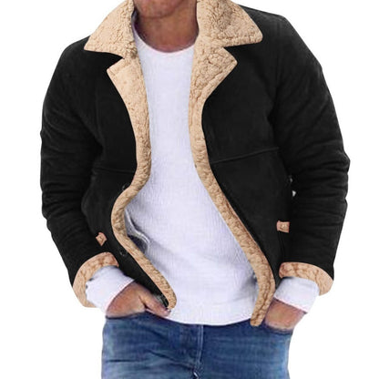 Fashion Mens Fur Integrated Fleece-Lined Padded Jacket Supreme Insulation