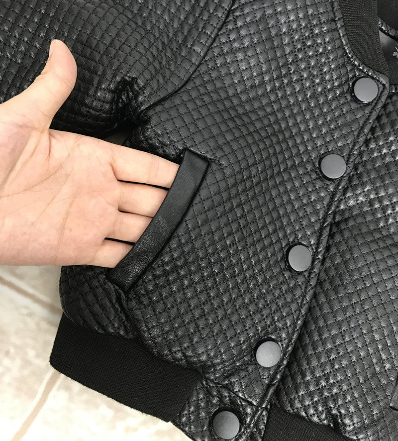 The Supple Biker: Round-Neck Leather PU Baby Jacket