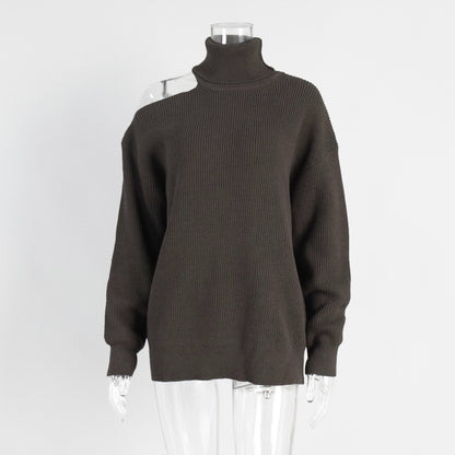 Fashion Pullover Knitting Turtleneck Off-the-shoulder Sweater