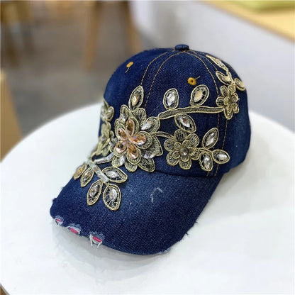 European And American Style Casual All-match Gold Silk Flower Cowboy Hat