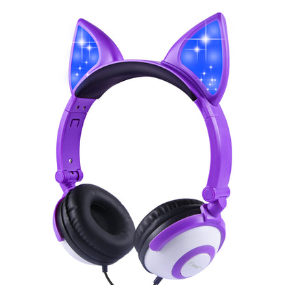 GlowKitty: LED Flashing Cat Ear Wireless Headphones