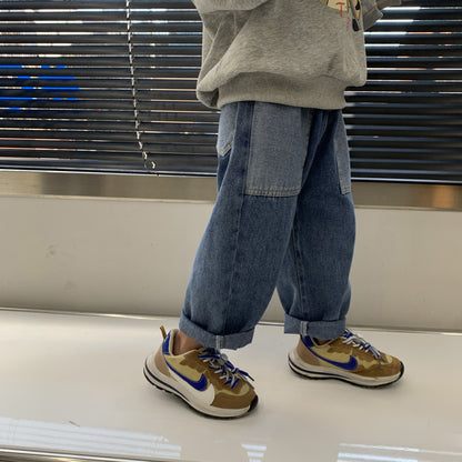 Childrens Clothing Girls Casual Trousers Boys Jeans Versatile Playwear