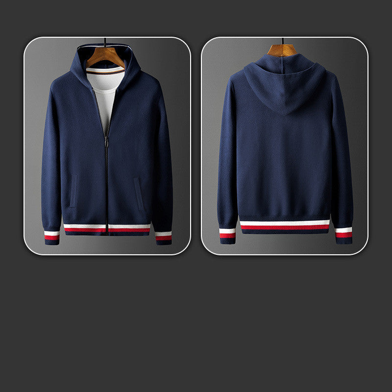 Pure Cotton Hooded Sweater Cardigan Jacket Long Sleeve Fashion Casual All-match