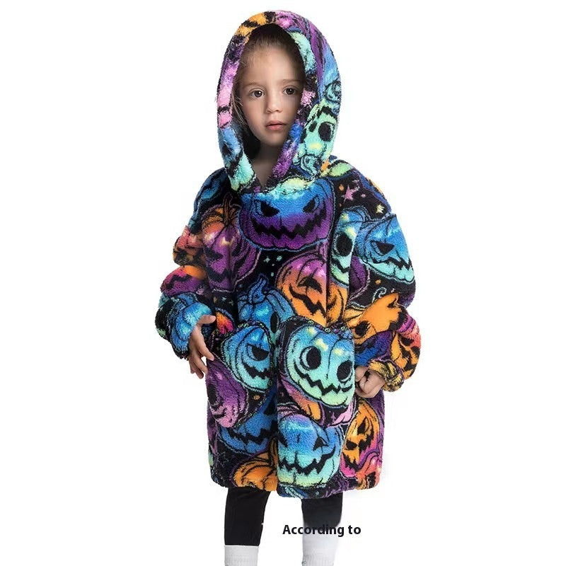 The Lazy Blanket: Oversized Cotton Velvet Hooded Blanket