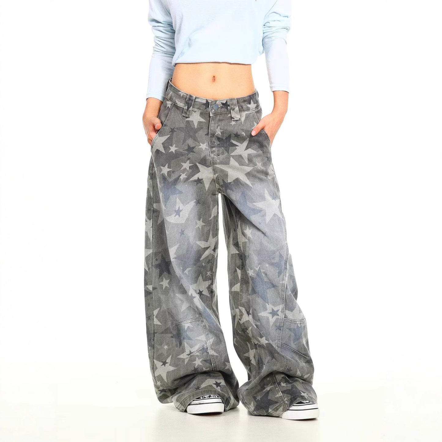 Wide Leg Jeans Women's High Waist Loose Camouflage Cargo Pants
