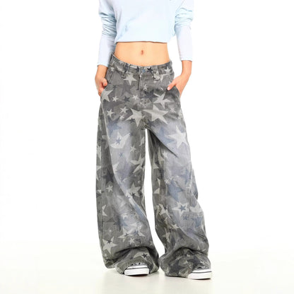 Wide Leg Jeans Women's High Waist Loose Camouflage Cargo Pants