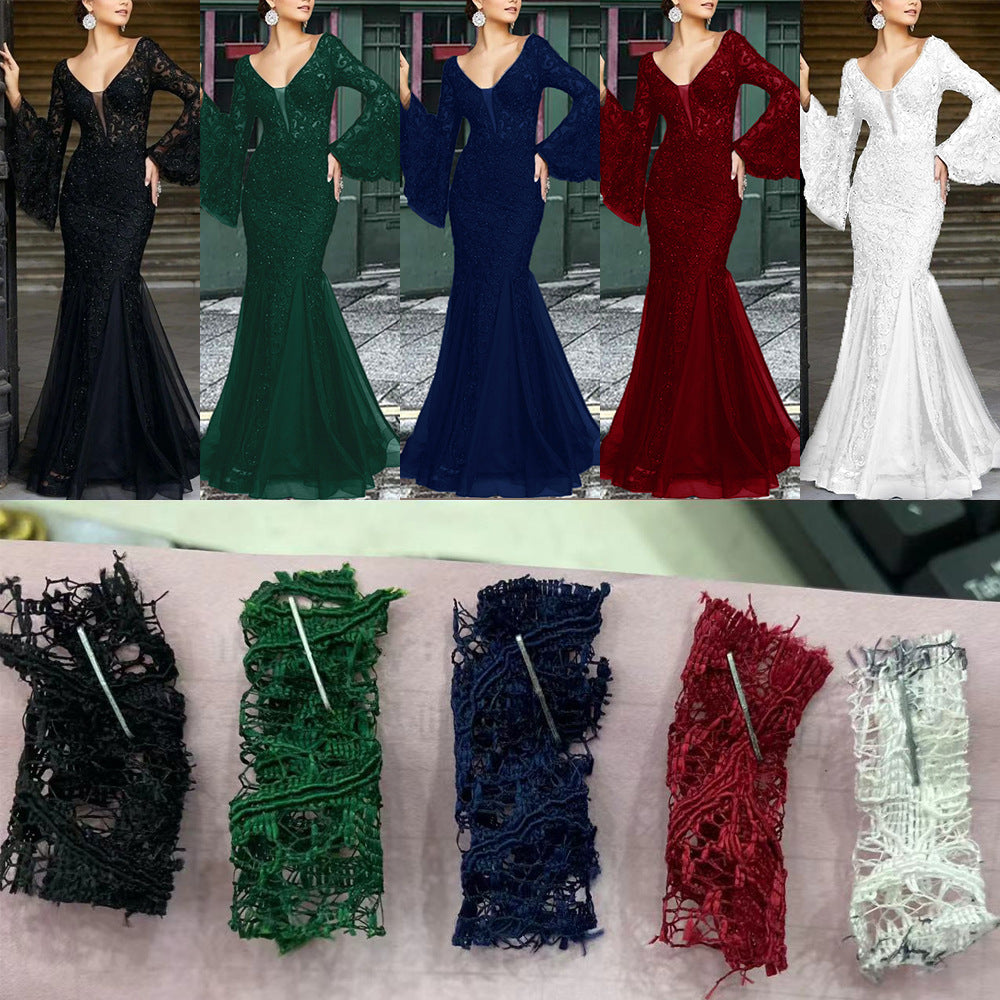 Women's Lace Embroidered Fishtail Slim Dress