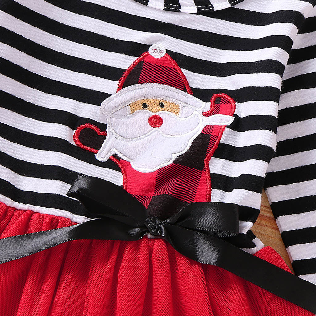 The Mesh Noel: Striped Flower Santa Mesh Skirt