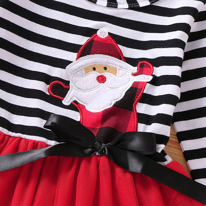 The Mesh Noel: Striped Flower Santa Mesh Skirt