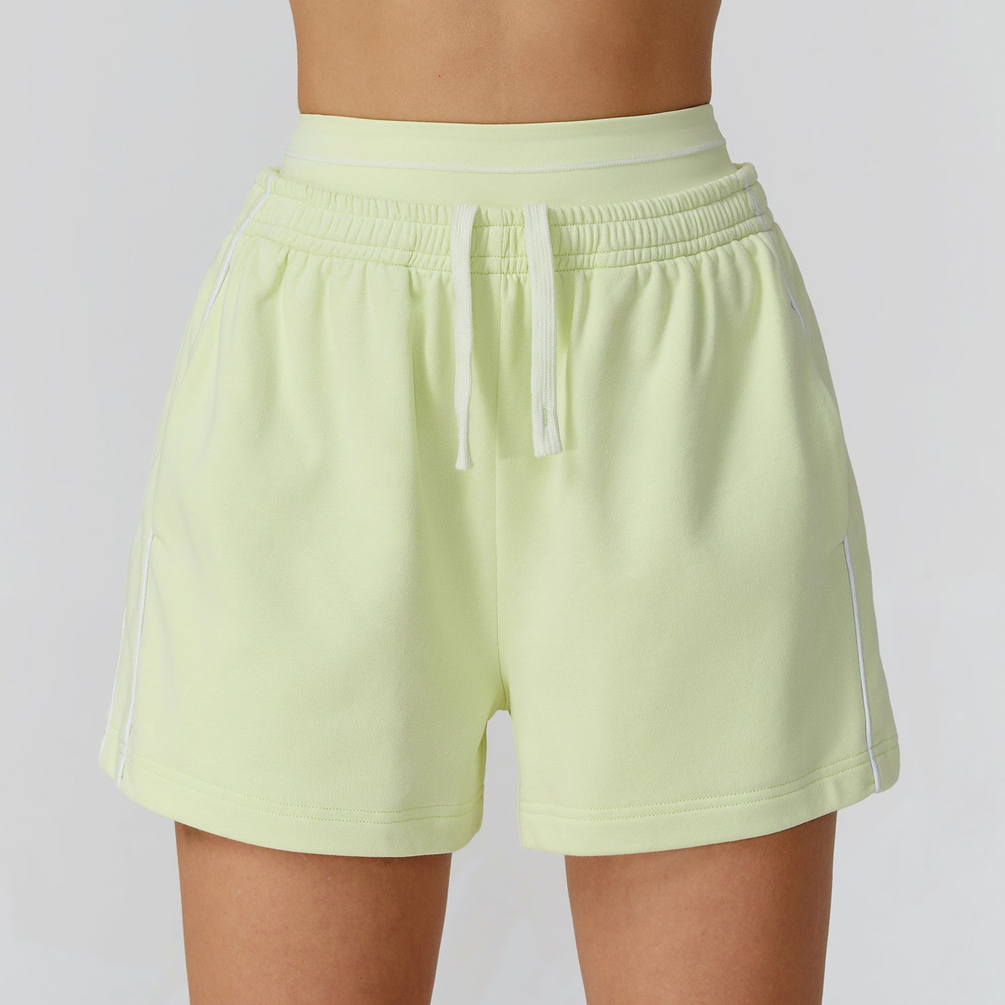 Contrast Color Sports Shorts High Waist Loose Straight Pocket