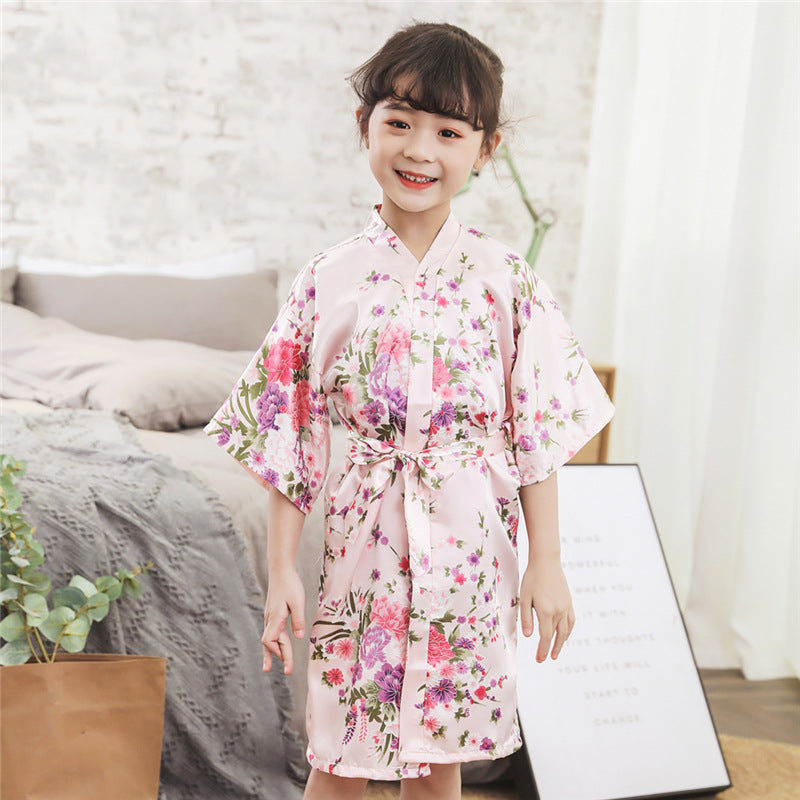 The Silk Robe: Cardigan Imitation Silk Bathrobe