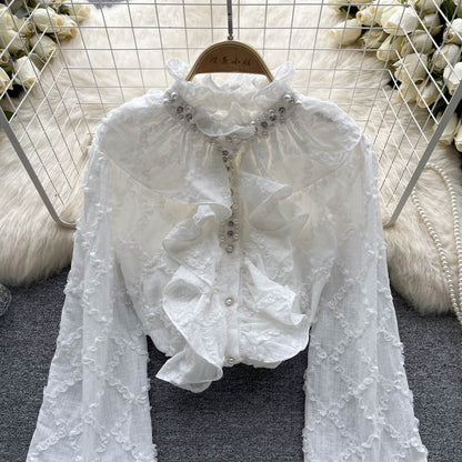 Ruffled Flared Sleeve Shirt Autumn Jacket