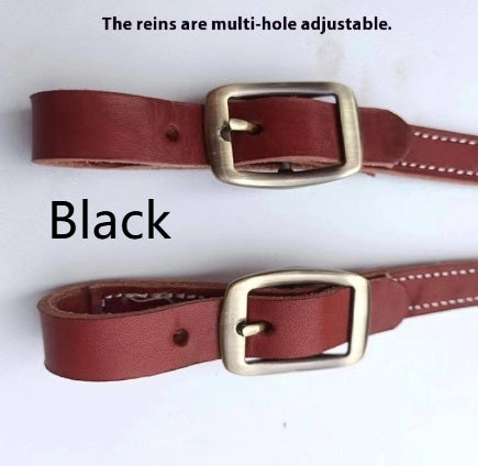 Horse Halter Pure Cowhide Equipment Dragon Cover Metal Buckle Elegant