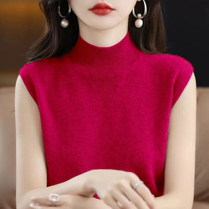 Half Turtleneck Knitted Bottoming Shirt Sleeveless Inner Match