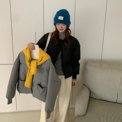 Gray Small Short Down Jacket Plus Size Women