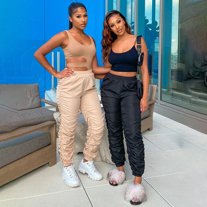 Personality pleated street casual pants women